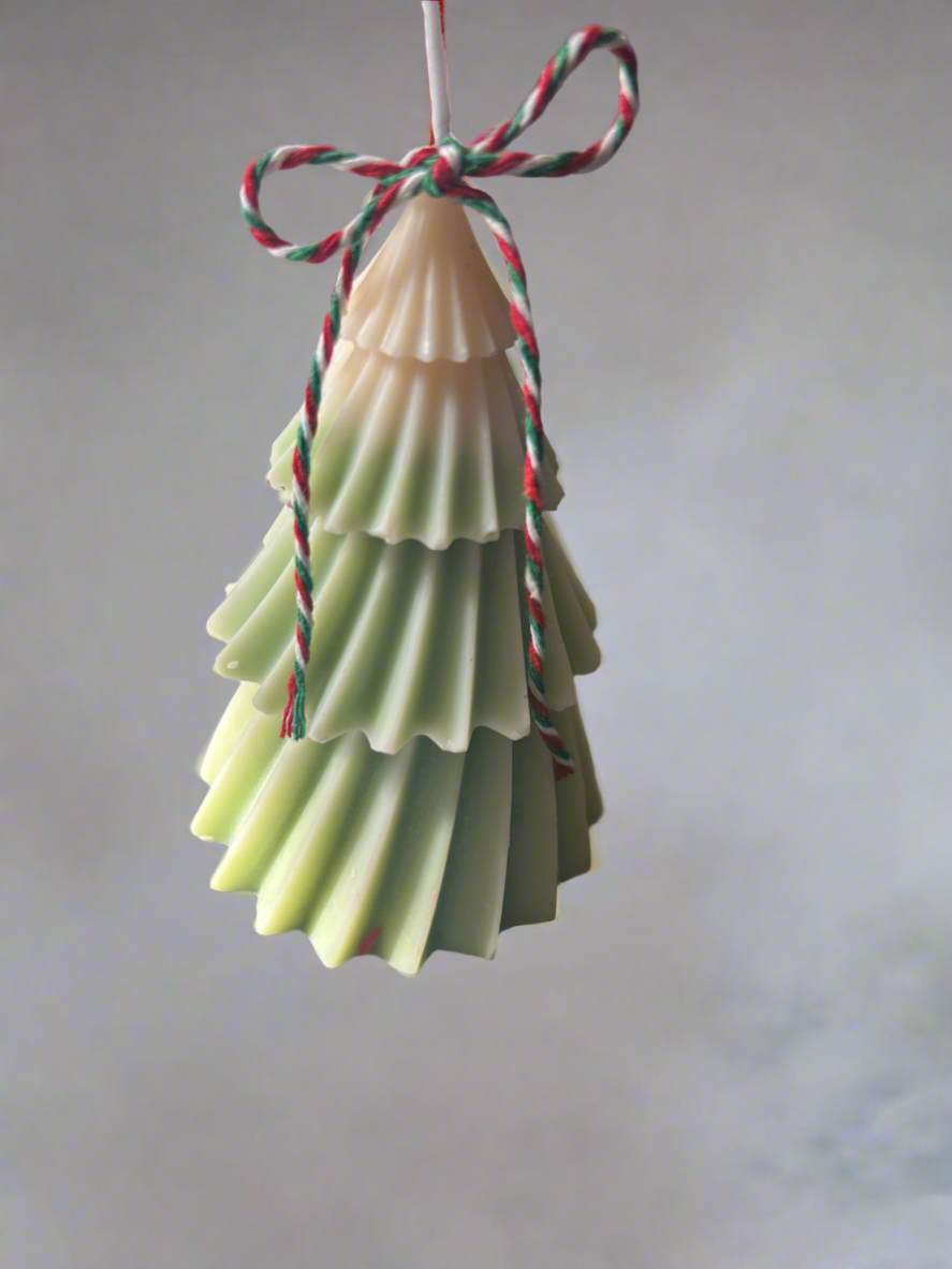 Christmas tree pillar candle