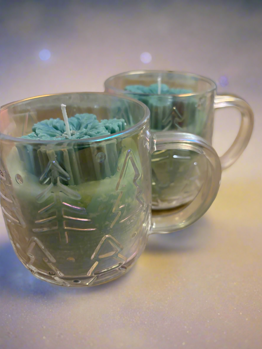 Snow angel mug candle
