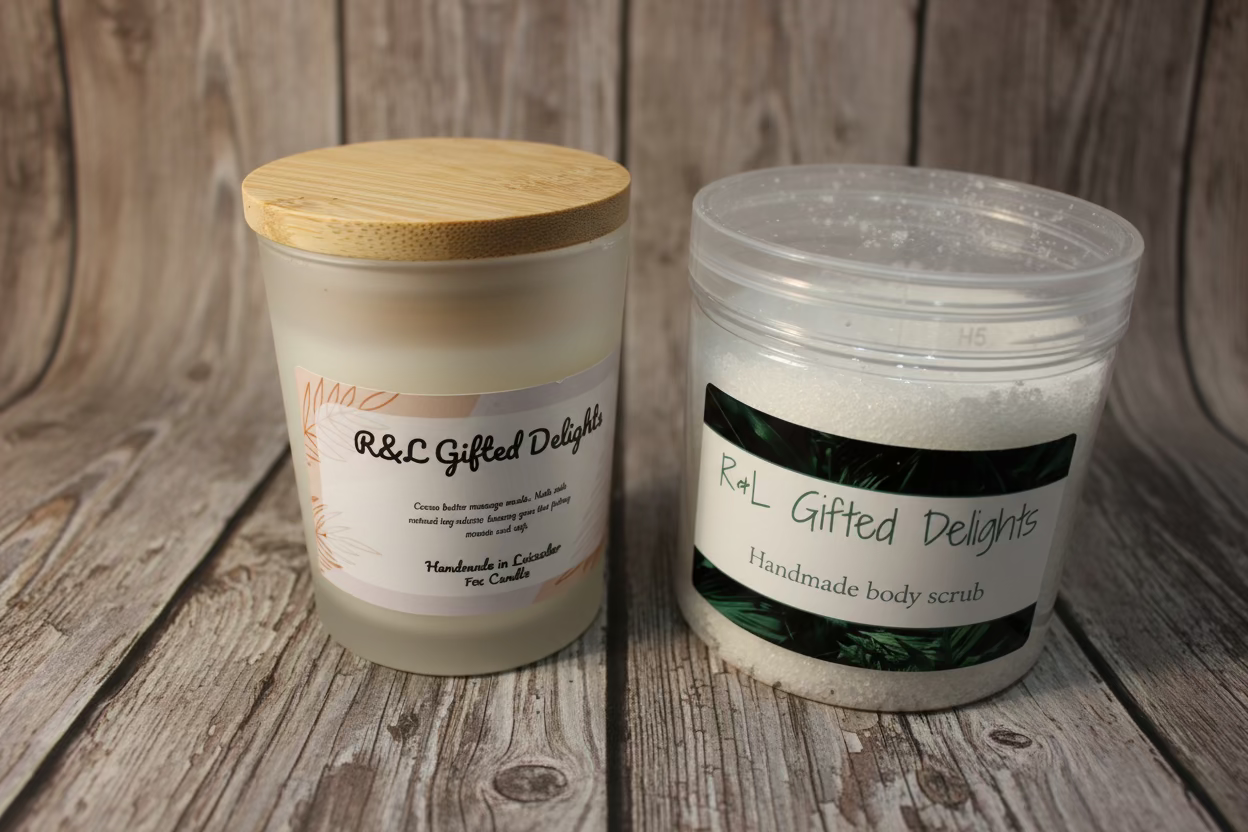 Massage candle and body scrub duo