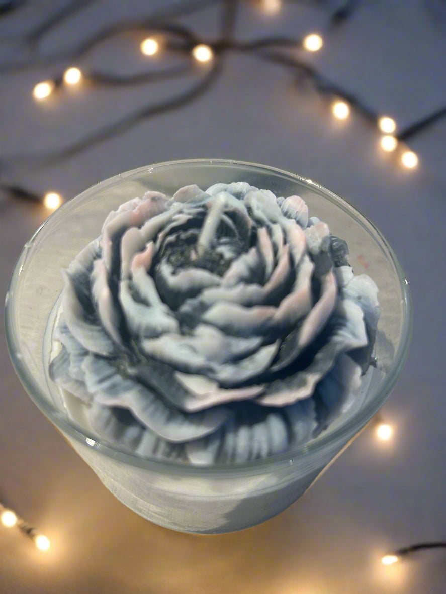 Black Opium peony flower candle