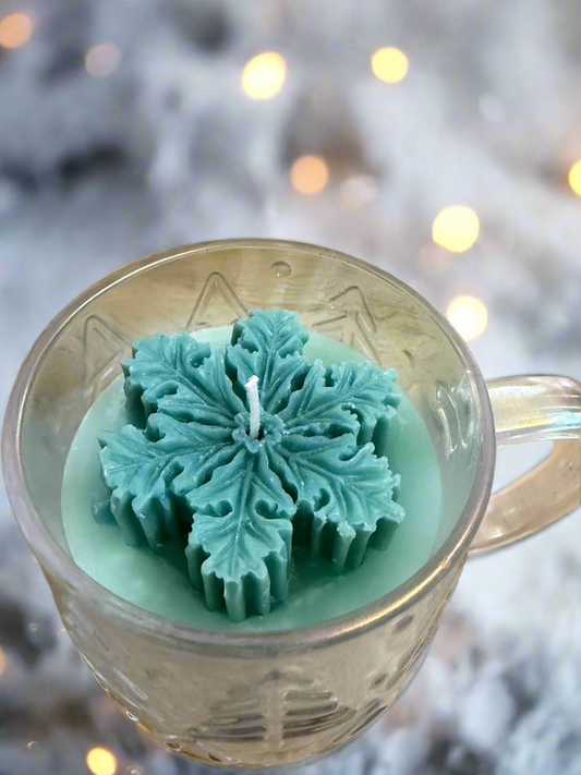 Snow angel mug candle