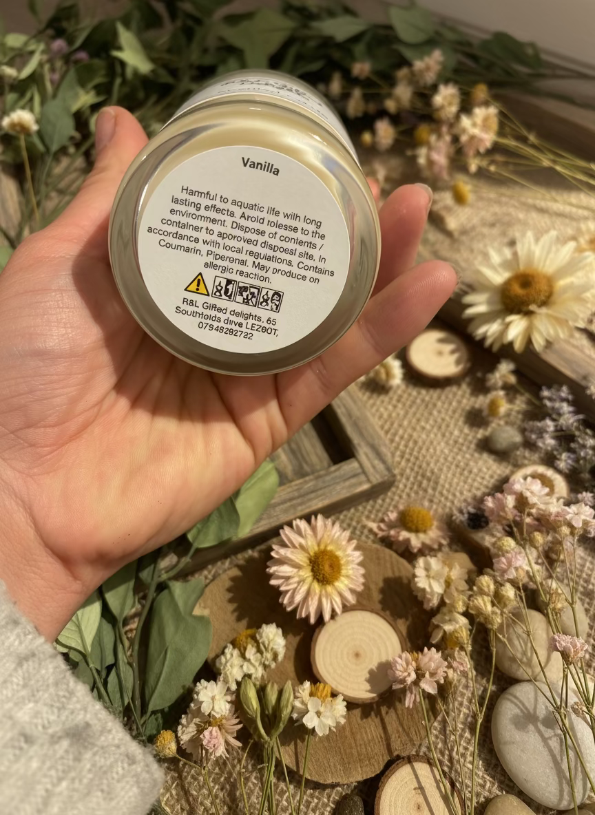 Vanilla re fillable candle 6.5oz