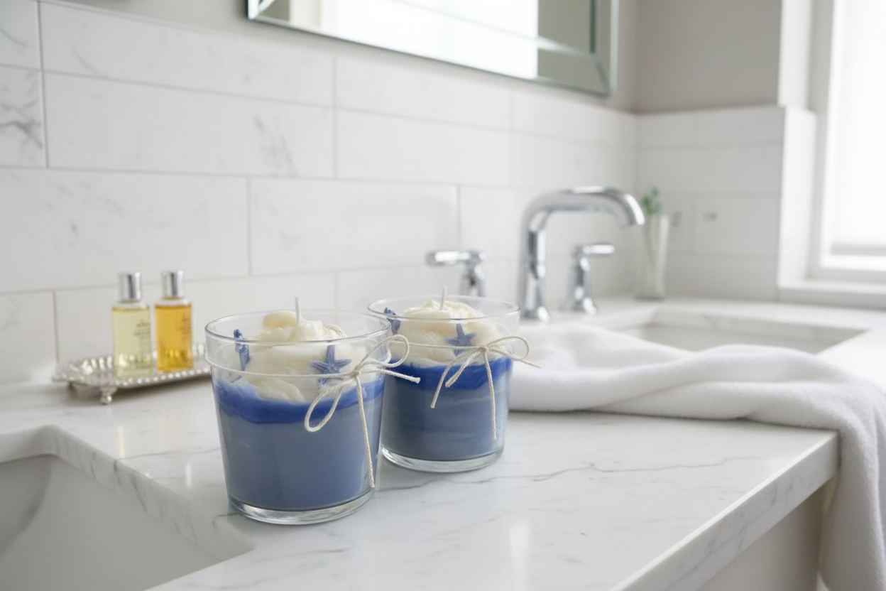 Baby powder nautical candle