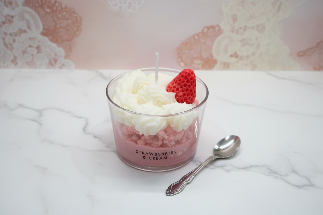 Strawberries and cream candle