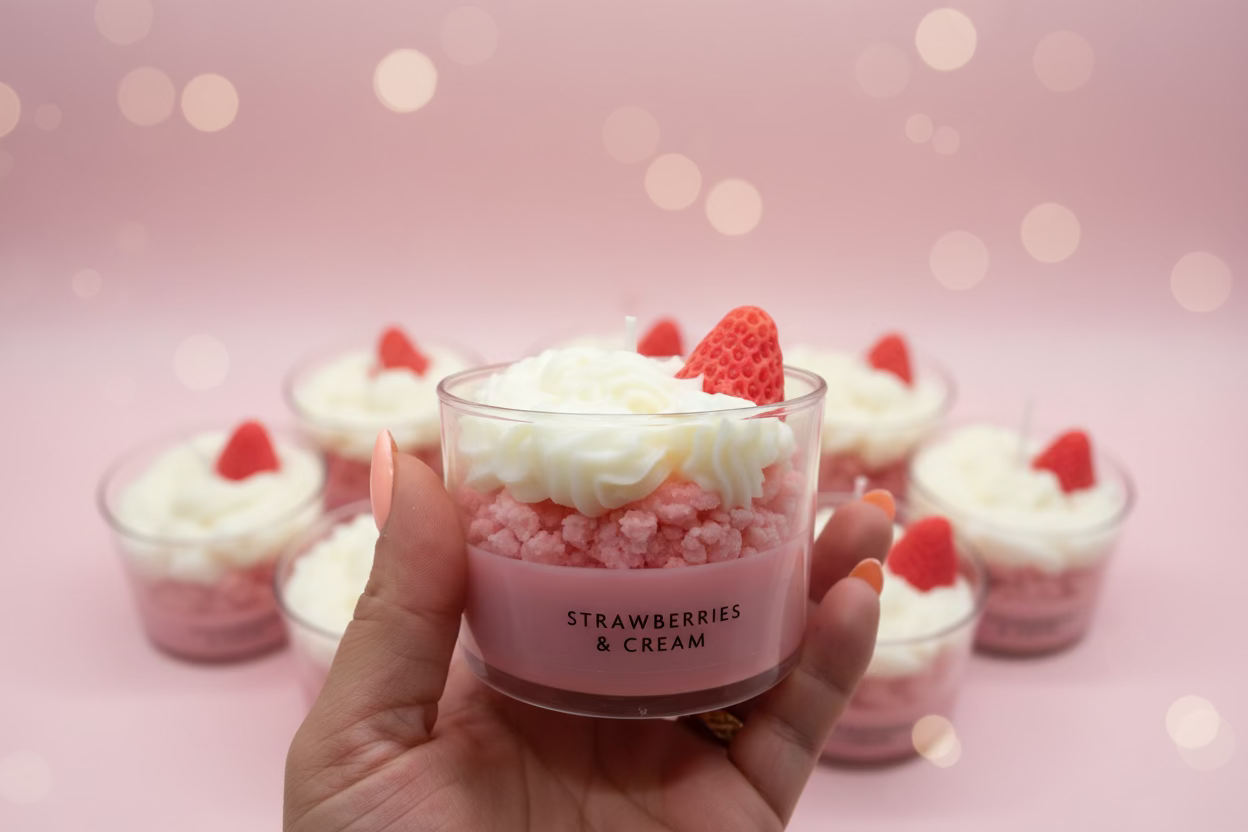 Strawberries and cream candle