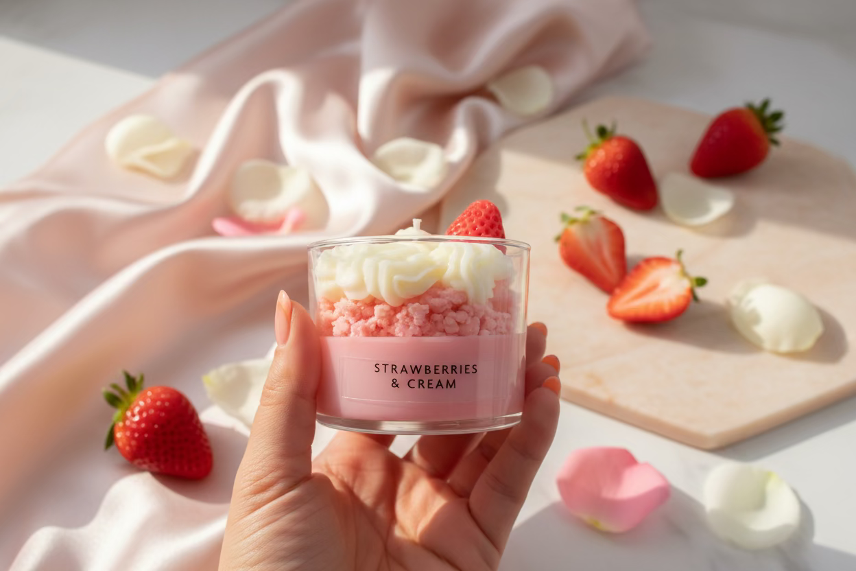 Strawberries and cream candle