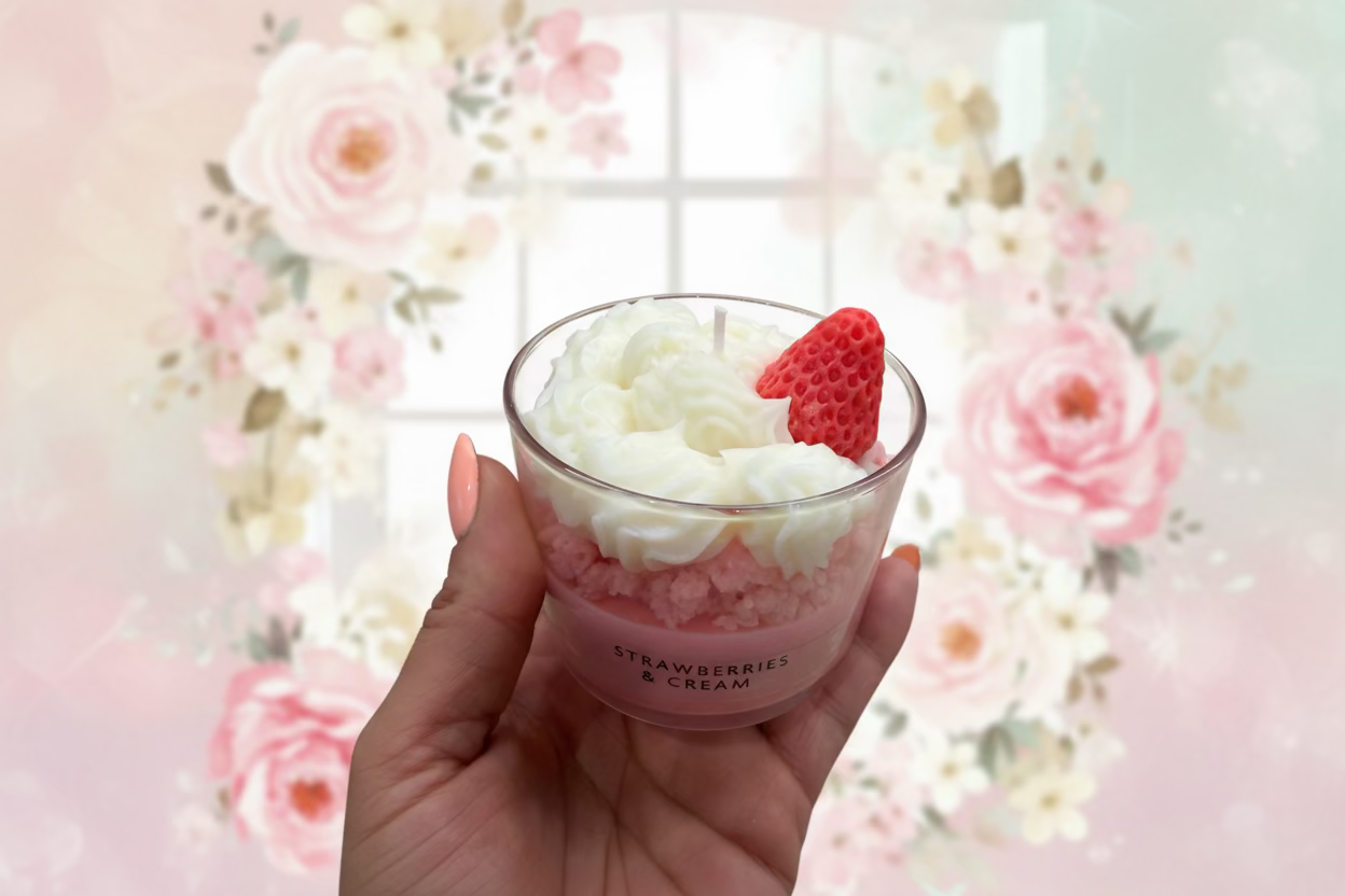 Strawberries and cream candle