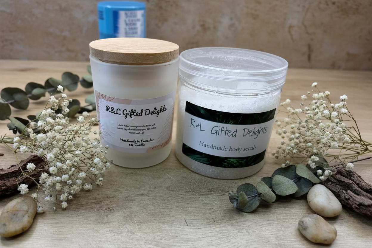 Massage candle and body scrub duo