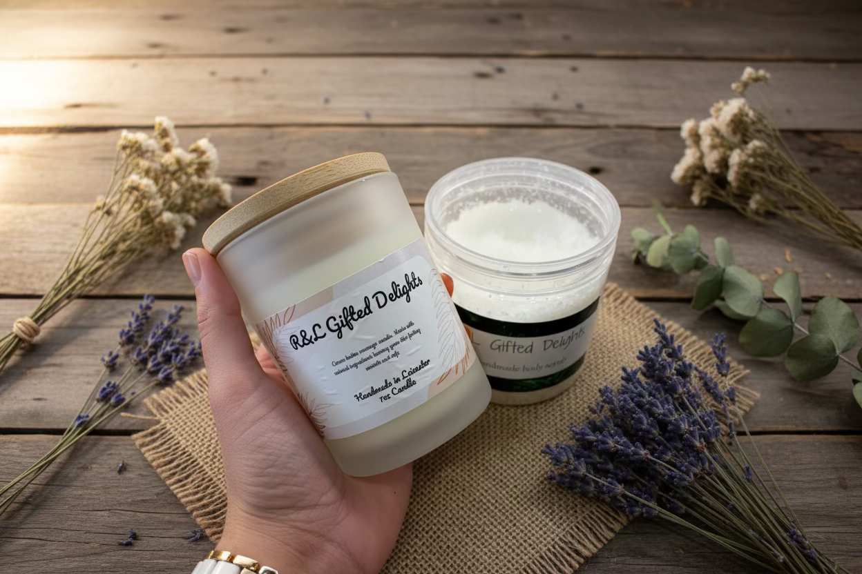 Massage candle and body scrub duo