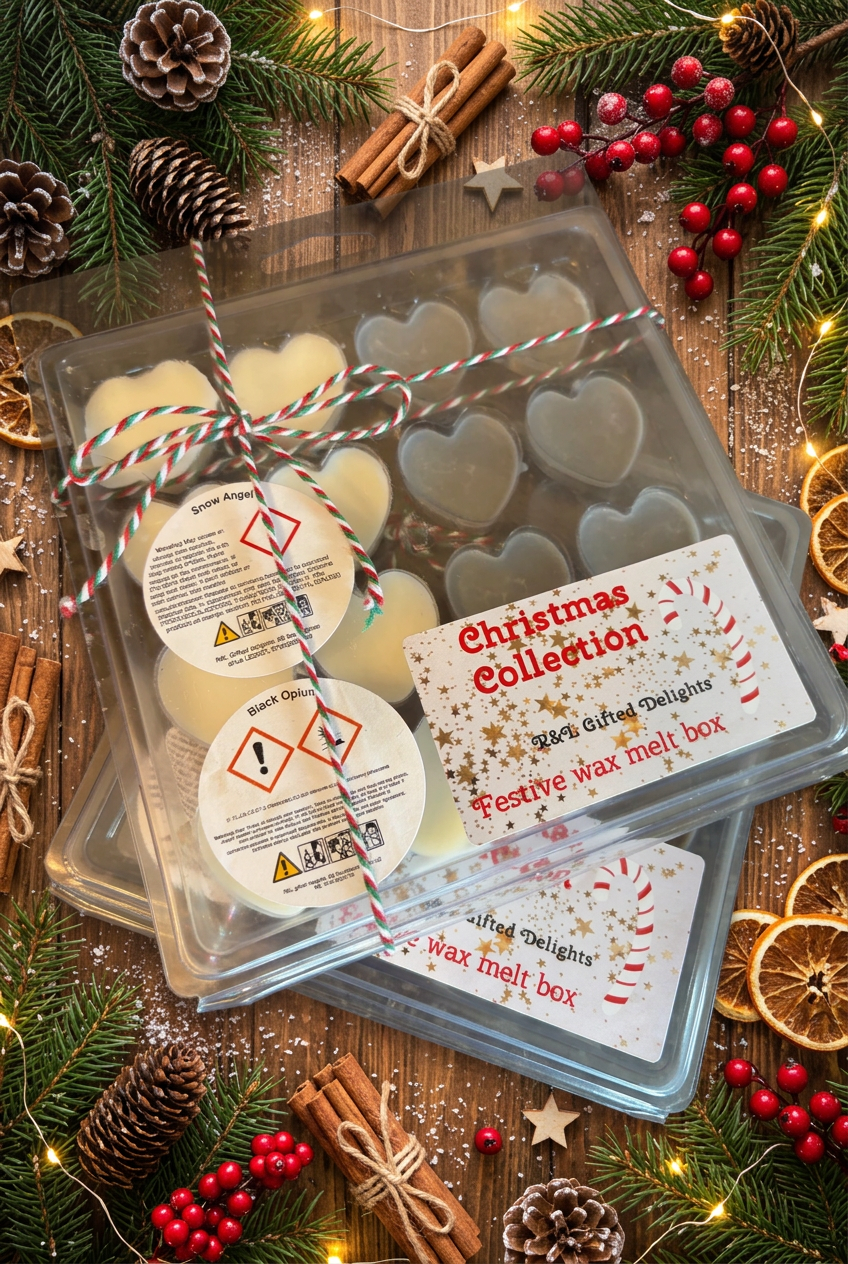 Christmas wax melt boxes Black opium and snow angel