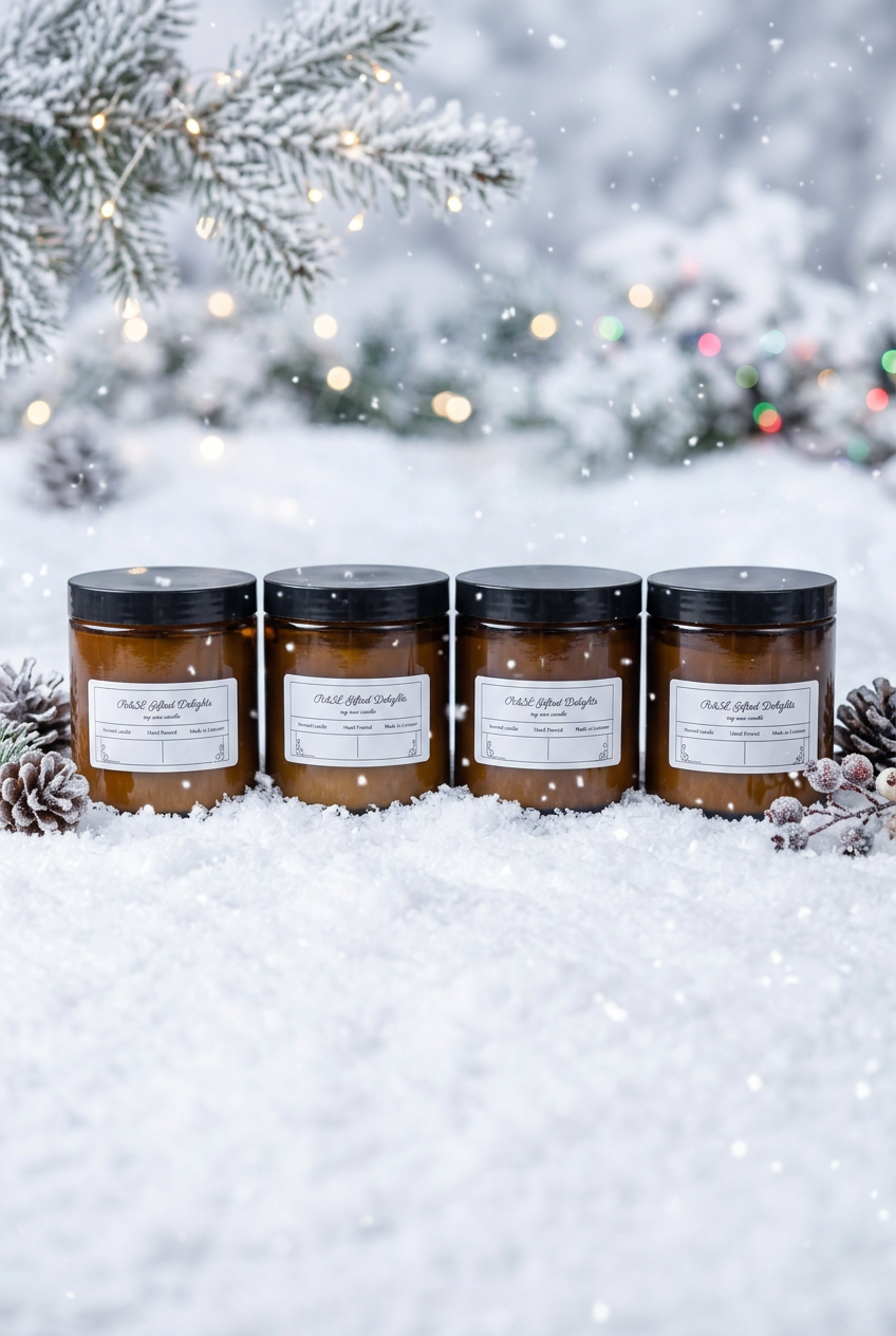Snow angel scented candle jars