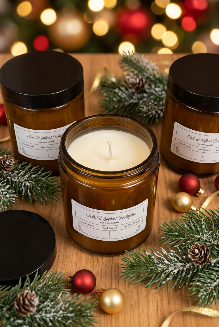 Snow angel scented candle jars