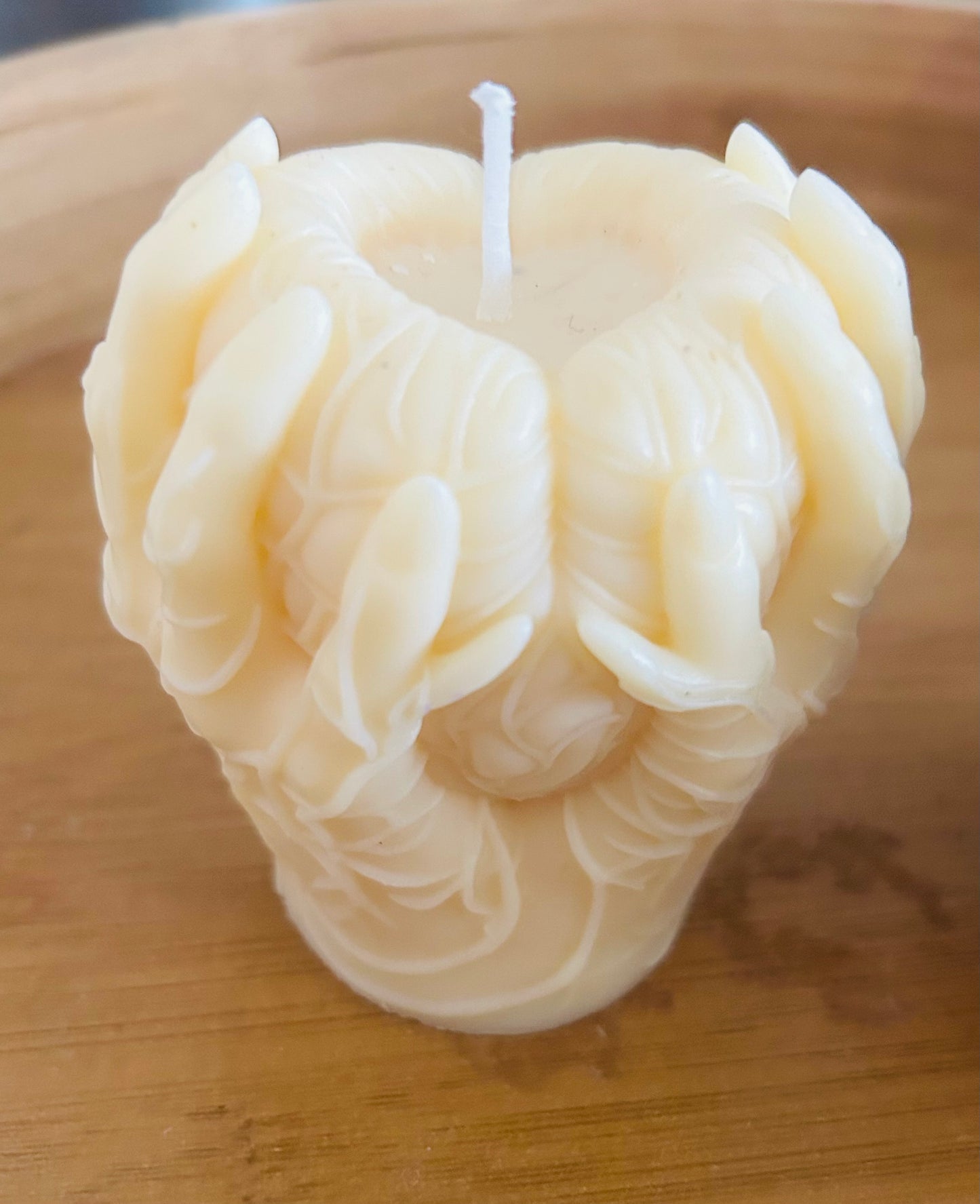 Heart and hands pillar candle