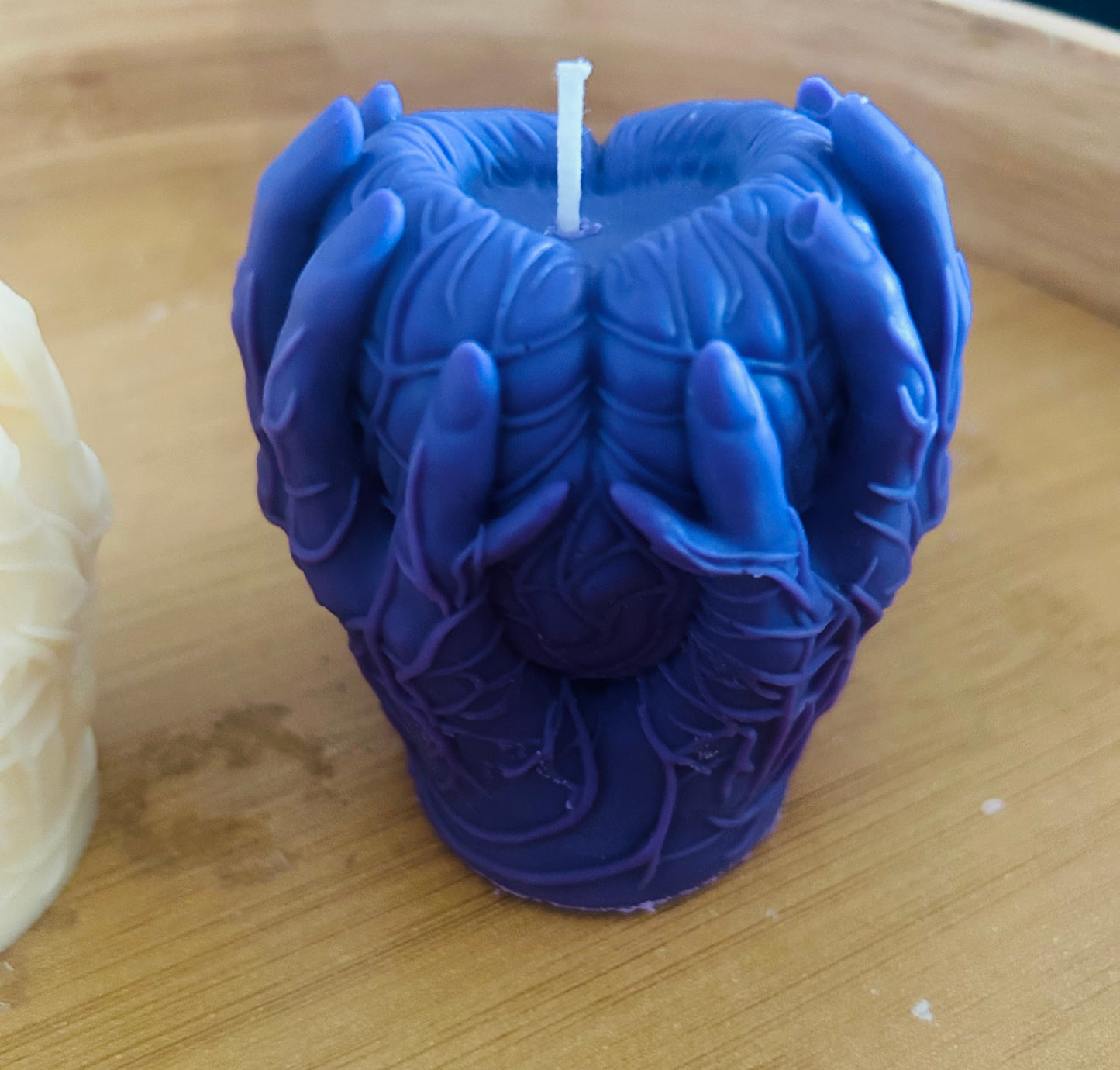 Heart and hands pillar candle