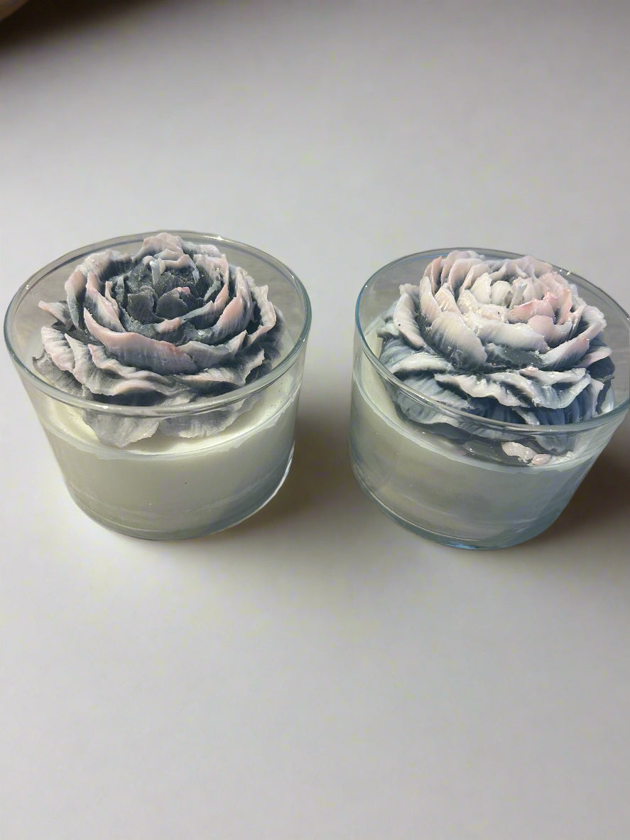 Black Opium peony flower candle